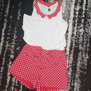 2piece red polka dot set Disney Lauren Conrad s/m
